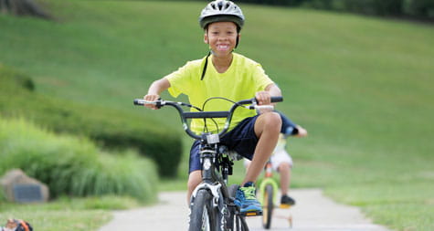 Jerih on his bicycle.